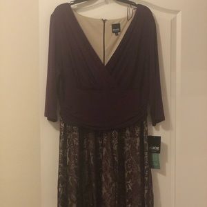 Burgundy and Lace Dress w/nude underlay